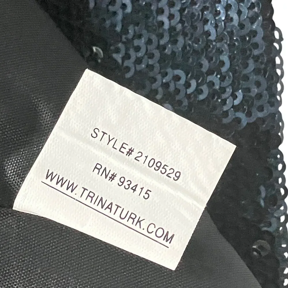 Trina Turk Sequin Skirt 6 Mini Side Zip Dressy Cocktail Goth Preppy Short Blue
